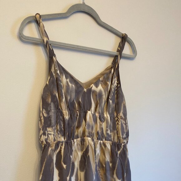 Neutral Abstract Print Sleeveless Mini Dress with Pockets – Size S -Petite - Picture 3 of 3